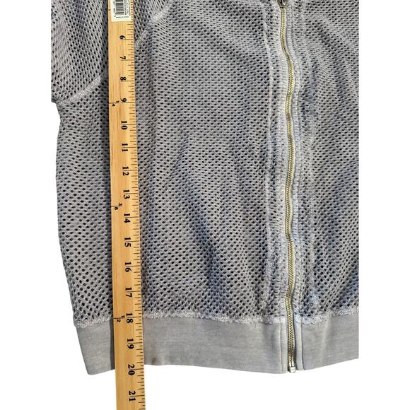 NWT Electric&Rose Gray Mesh Perforated Sheer Bomber Jacket Sz S - Picture 6 of 8